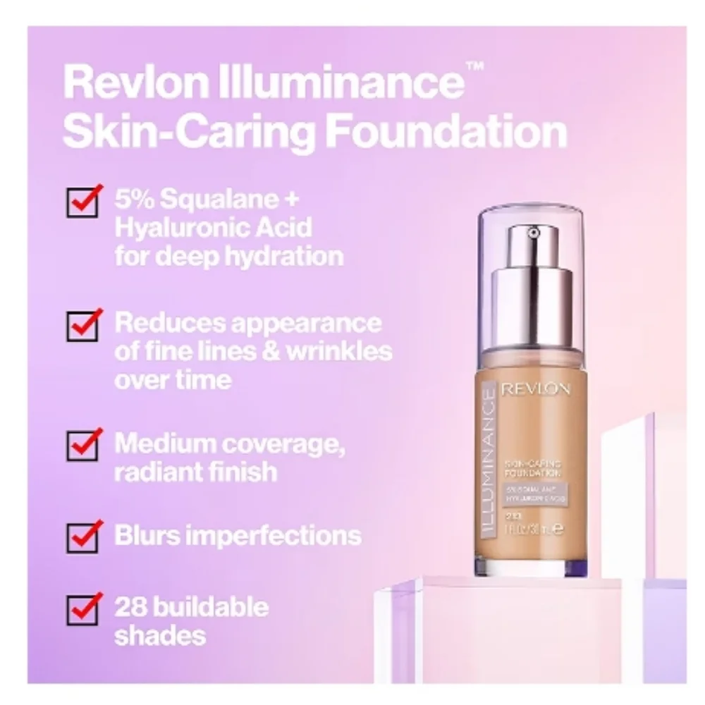 Revlon Skin-Caring Liquid Foundation Hydrating Medium Coverage, 105 Cream Ivory